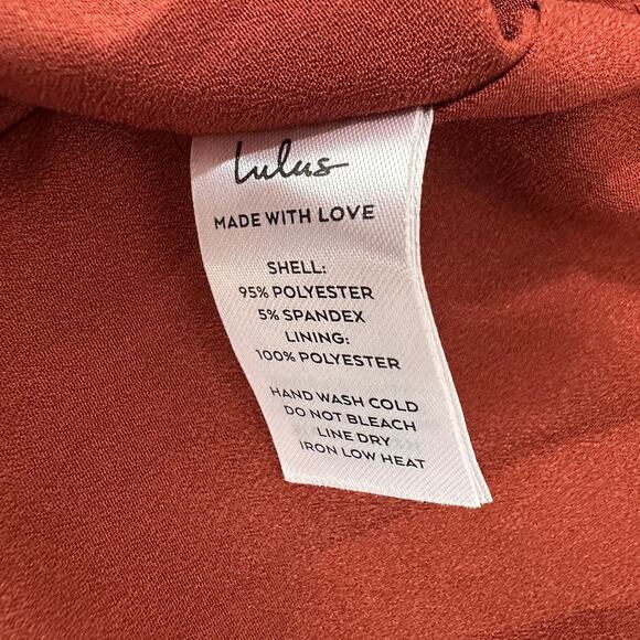 Lulus Purely Elegant Rust Brown Satin Twist Back Maxi Dress Medium Formal NWT - Picture 9 of 10